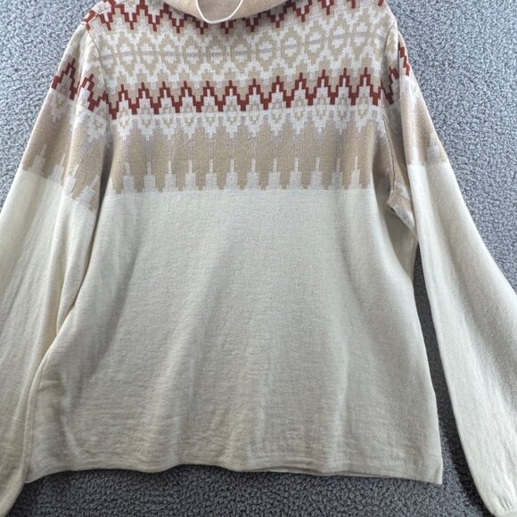 Icelandic Design 100% Merino Wool Mock Turtleneck Sweater Cream Size XL - Picture 6 of 7